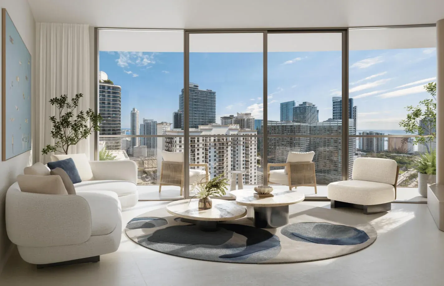 Salón con vistas al skyline de Brickell