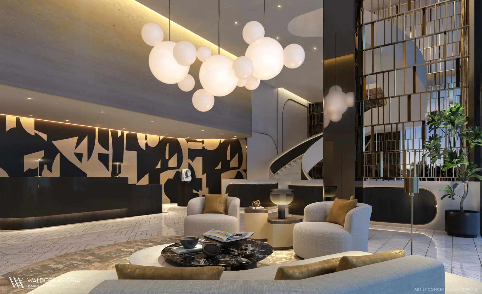 Waldorf Astoria Residences Miami &mdash; Lobby residencial